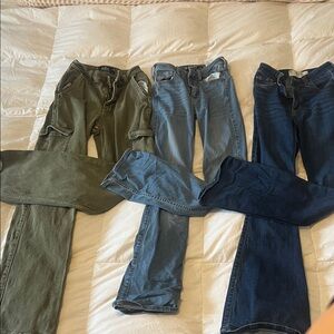 Hollister Women's Straight Leg Jeans - Olive, Light Blue, Dark Blue